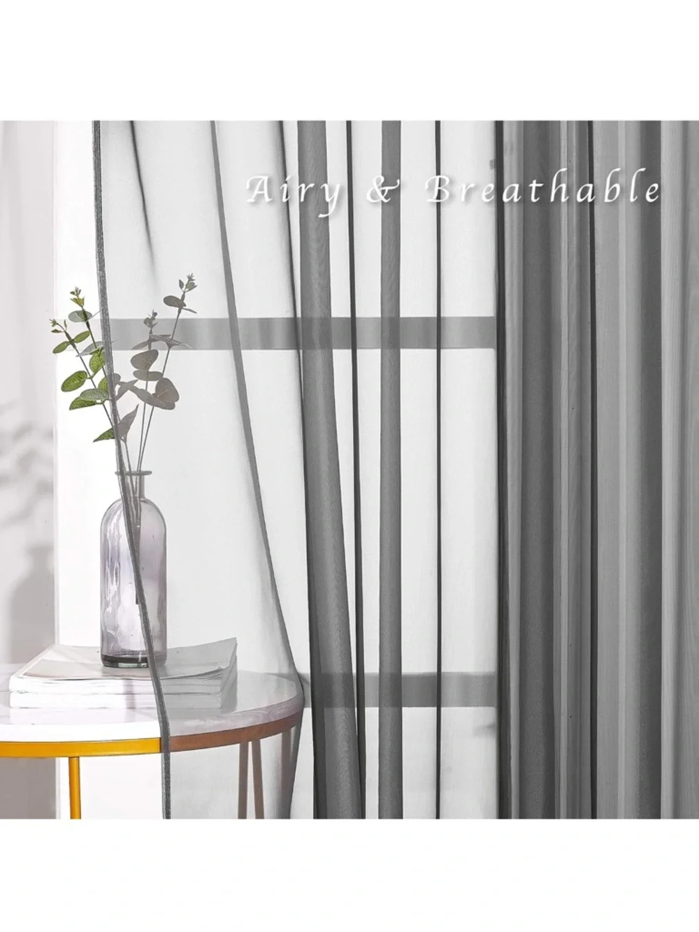 Gray Sheer Curtains (Pack of 2)